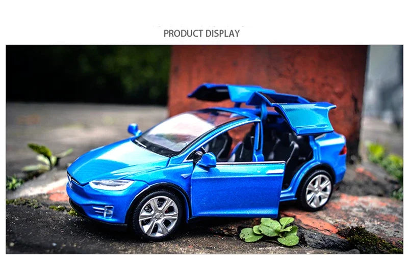 High Simulation 1:32 Tesla MODEL X 90 Alloy Car Model Diecasts Toy Vehicles Toy Cars Boy Toys Pull Back Flashing Sound Kid Gifts