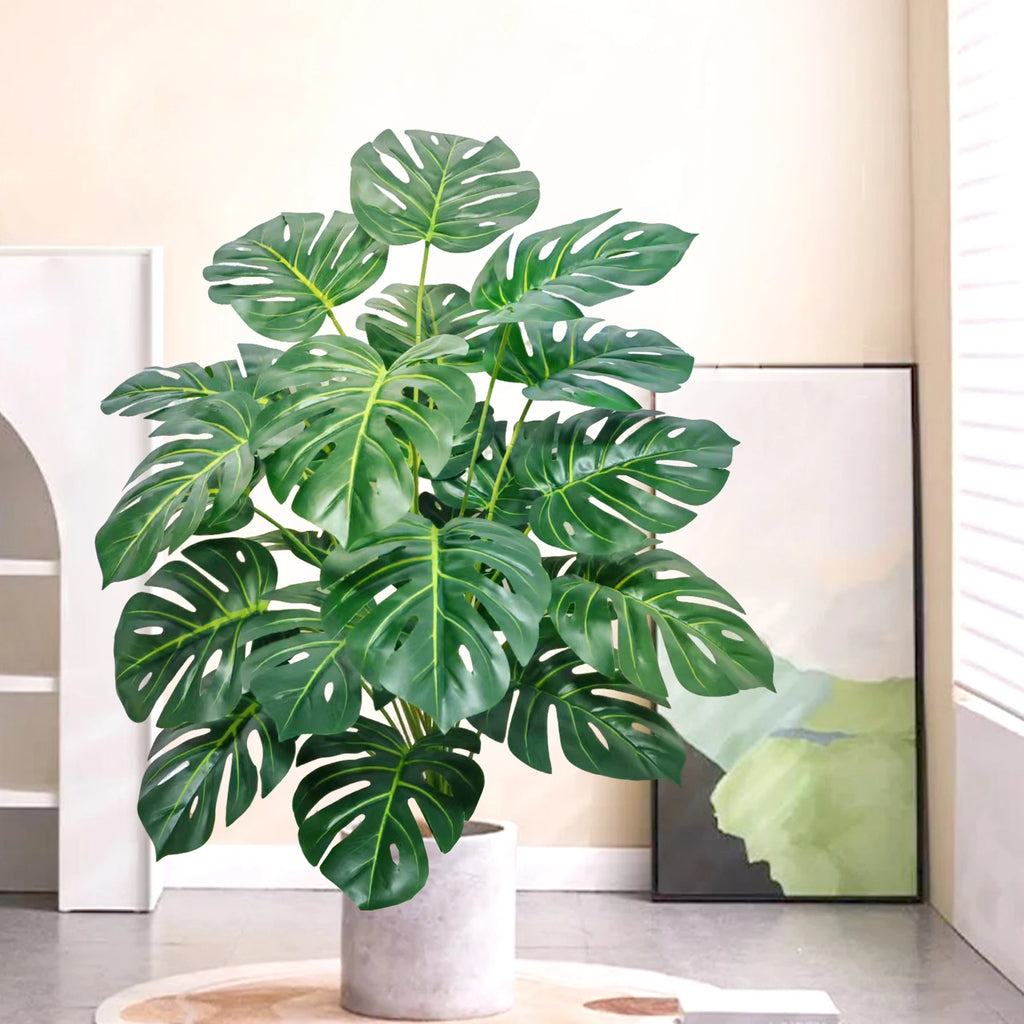 40-130cm（51.18in） Artificial Monstera Plant Fake Palm Tree Plastic Turtle Leaf Green Plant for Home Garden Room Office Decor