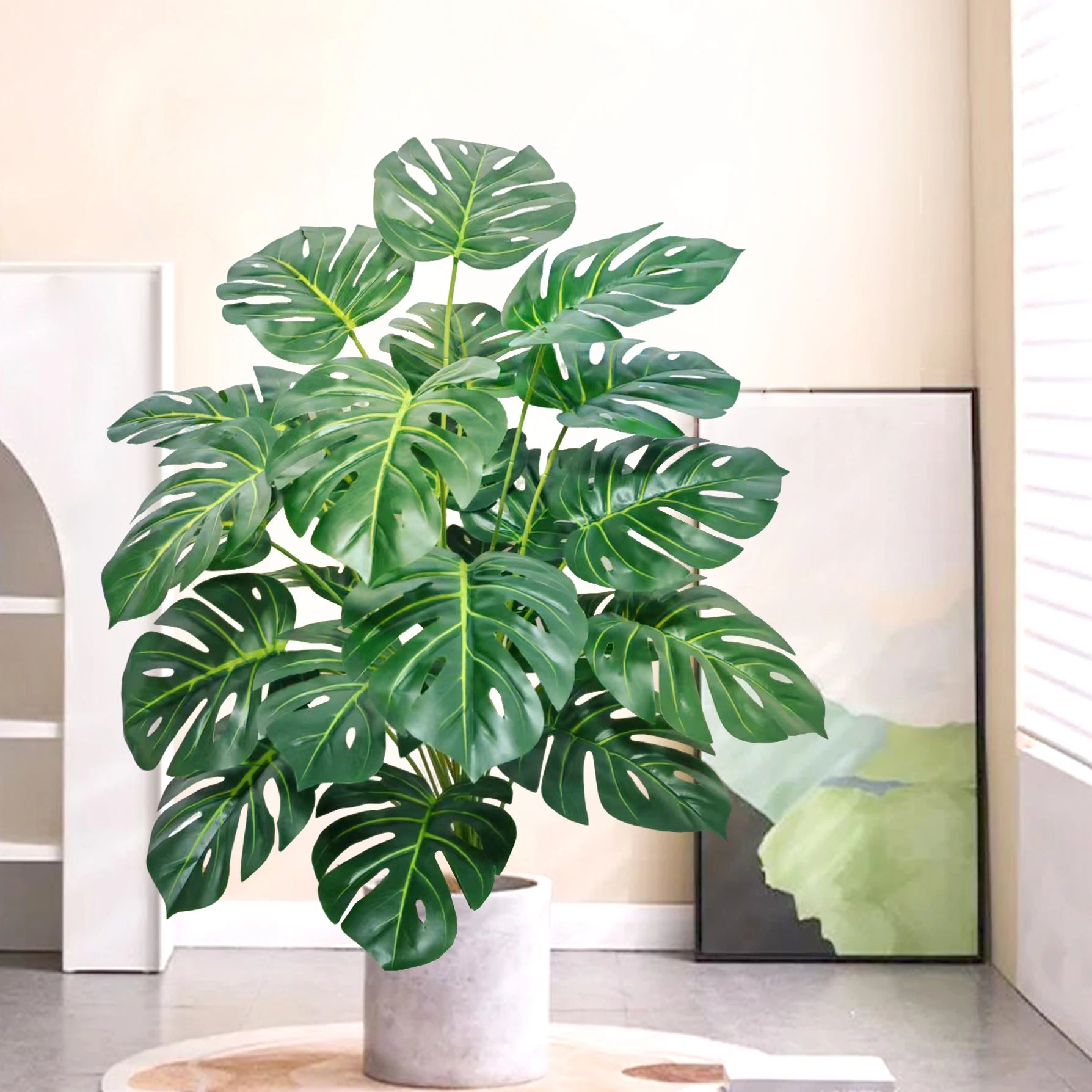 40-130cm（51.18in） Artificial Monstera Plant Fake Palm Tree Plastic Turtle Leaf Green Plant for Home Garden Room Office Decor