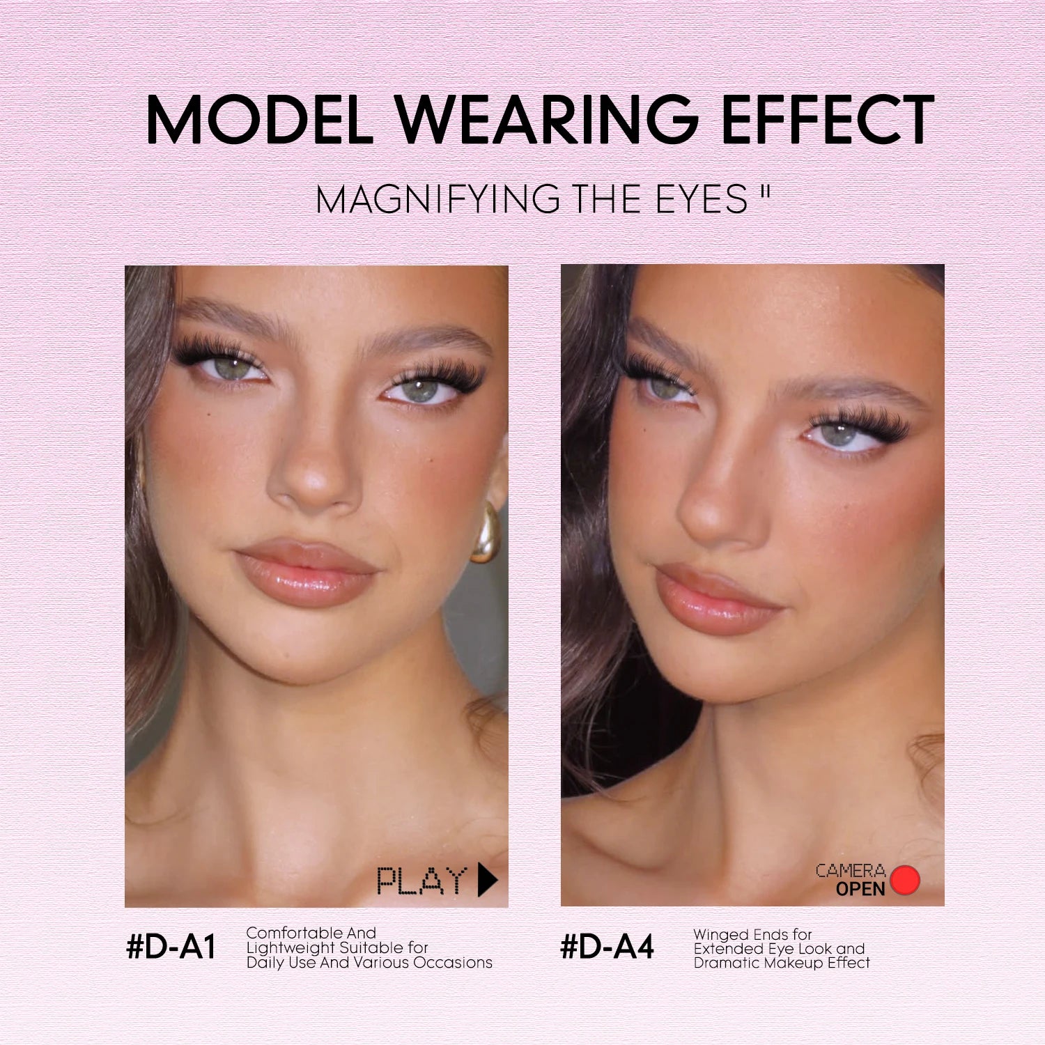 Veltrinay Fake Lashes Mink Lashes Plush 3D False Eyelashes Clear band Accent Cat Eye Lashes False Lashes Makeup