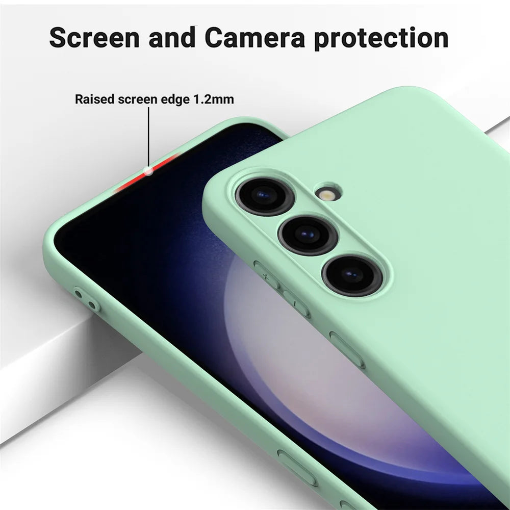 Delicate Liquid Silicone Camera Lens Protector Phone Cases For S23 S24 FE For Samsung Galaxy  S23 S24 S25 UItra Plus soft Cover