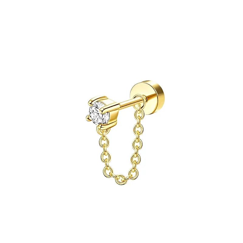 Bobisty 1pc Earrings for Sensitive Ears Surgical Stainless Steel Earrings for Women Dainty Flat Back Earring Stud Hoop Cartilage