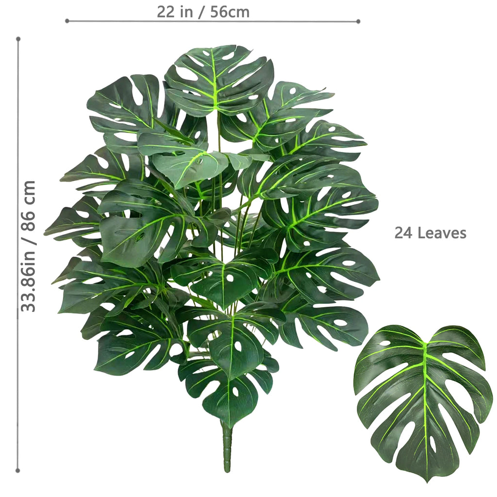 40-130cm（51.18in） Artificial Monstera Plant Fake Palm Tree Plastic Turtle Leaf Green Plant for Home Garden Room Office Decor