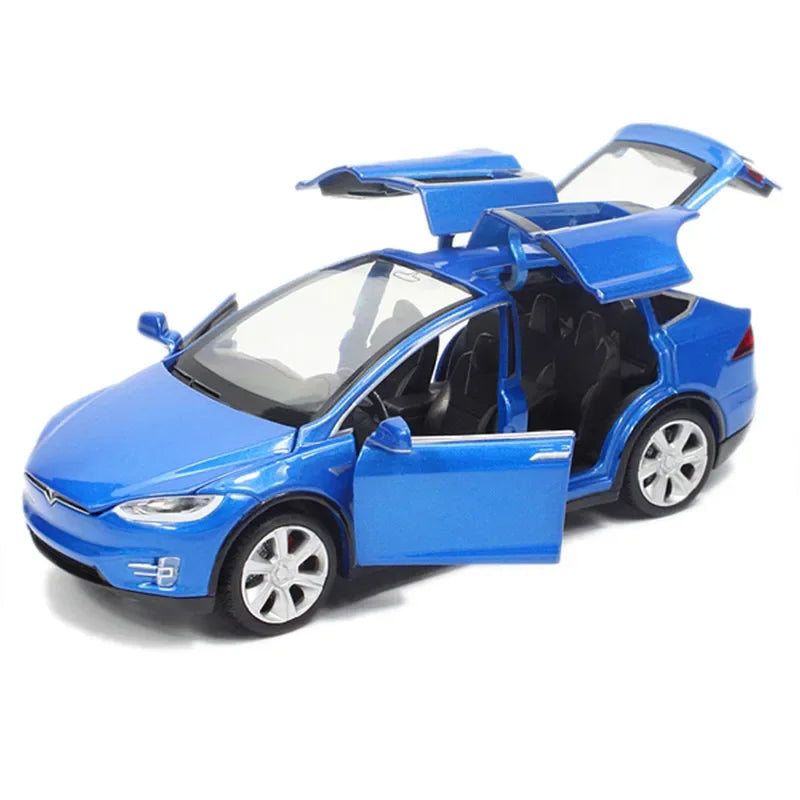 High Simulation 1:32 Tesla MODEL X 90 Alloy Car Model Diecasts Toy Vehicles Toy Cars Boy Toys Pull Back Flashing Sound Kid Gifts