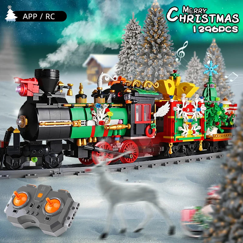 Mould King 12012 Christmas Building Block The Motorized Winter Holiday Train Model Assembly Decoration Kids Christmas Train Gift