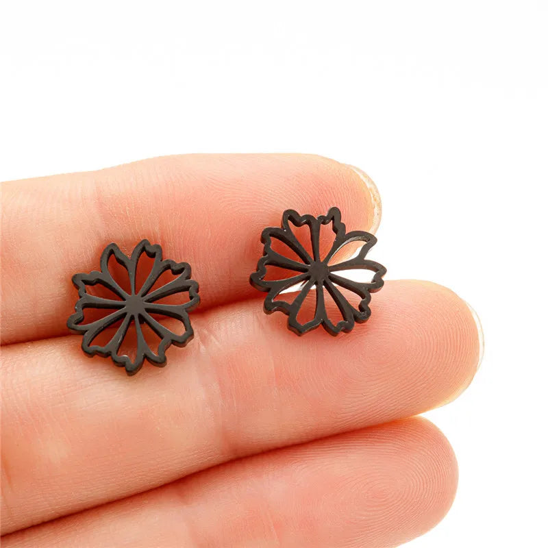 4Pairs/Lot Fashion Stainless Steel Star Moon Stud Earrings Sets for Women Small Flower Porker Dog Earings Jewelry Gift Wholesale