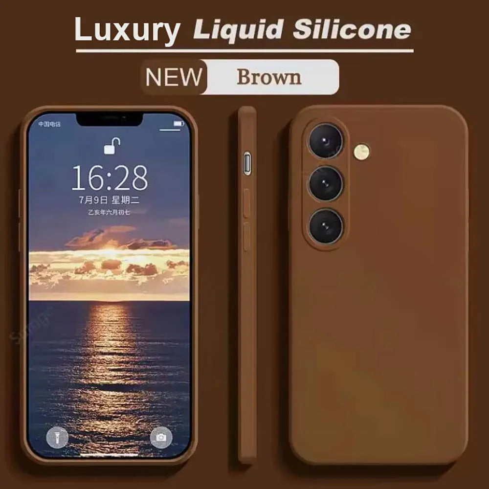 Delicate Liquid Silicone Camera Lens Protector Phone Cases For S23 S24 FE For Samsung Galaxy  S23 S24 S25 UItra Plus soft Cover