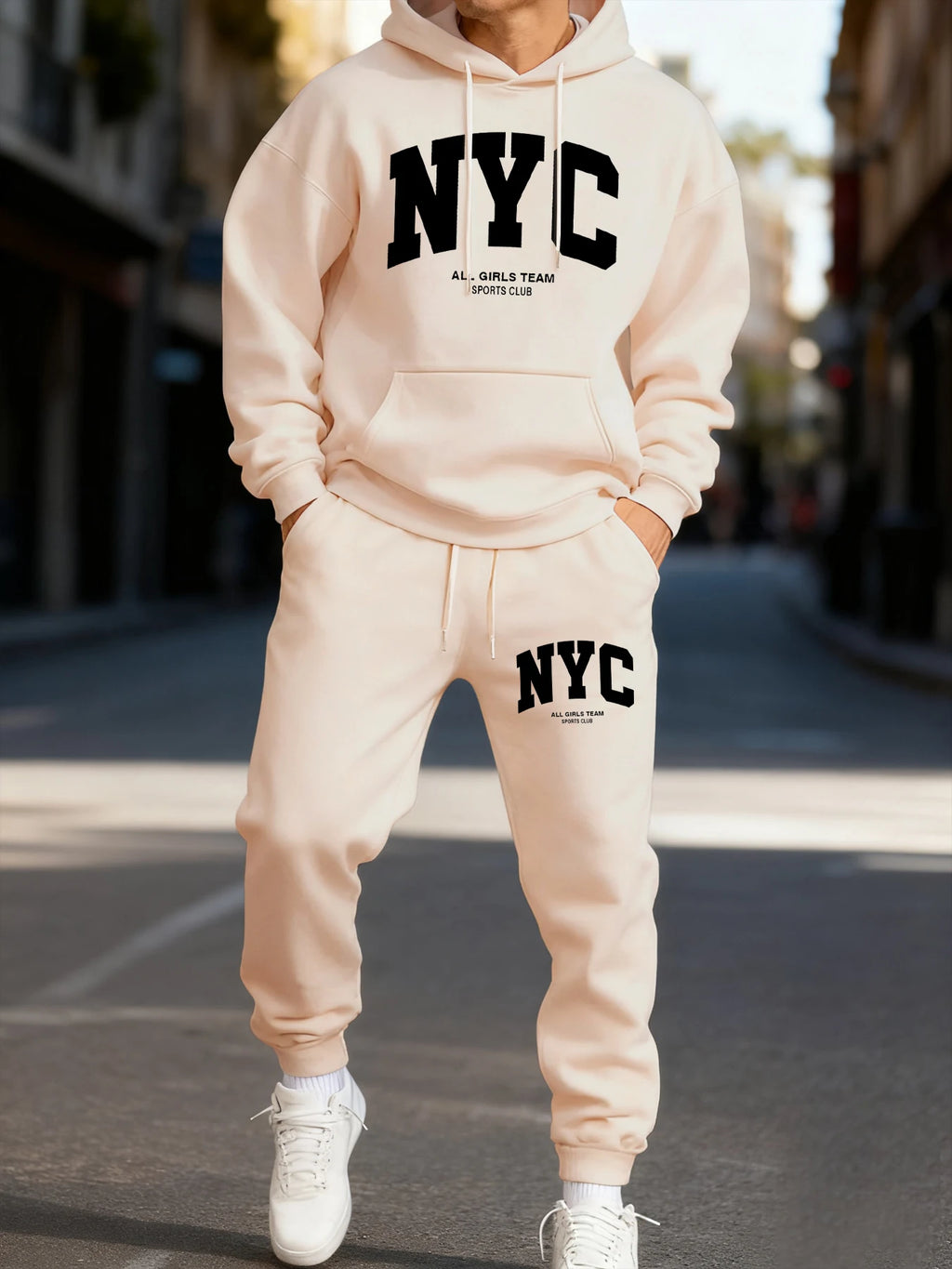 New York City Letter Eye-Catching Print Mans Hoodie Set Casual Winter Two Pices Sets Sporty Jogging Pants Fashion Autumn Hoodies