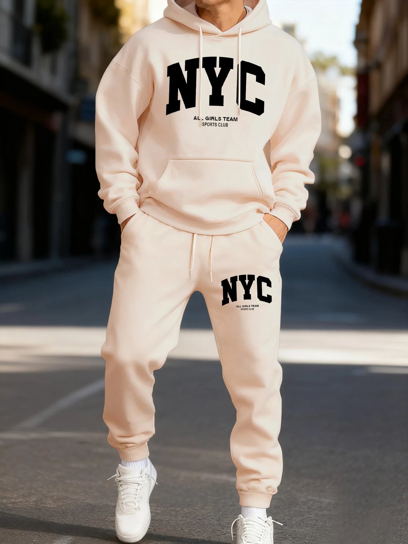 New York City Letter Eye-Catching Print Mans Hoodie Set Casual Winter Two Pices Sets Sporty Jogging Pants Fashion Autumn Hoodies