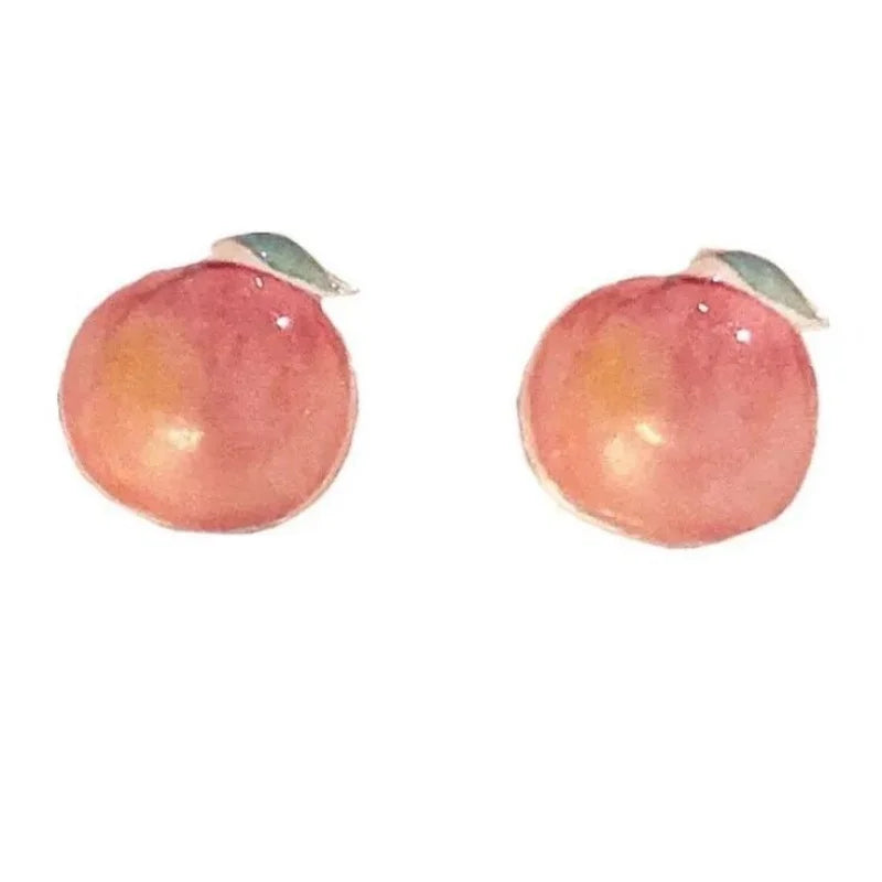 Round Magnetic Non-Piercing Clips on Stud Earrings Cute Fruit Series Stainless Steel Ear Stud Fashion Jewelry Sweet Girls 1 Pair