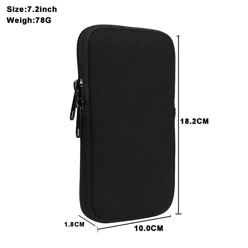 Cell Phone Pouch For iphone Samsung Motorola Xiaomi Huawei Smartphone Stretch Material Zipper Sleeve Hanging Waist bag Universal