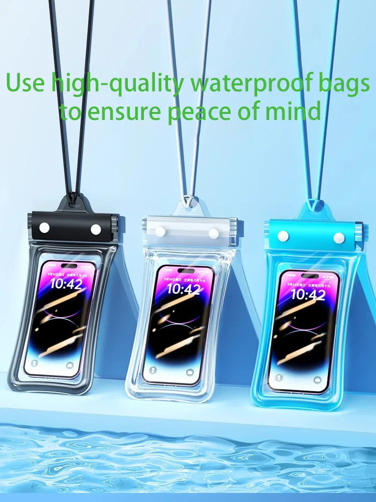 IPX8 Waterproof Floating Airbag Swim Diving Bag Phone Case For iPhone 11 12 13 14 Pro Max Samsung S23 S22 Xiaomi 13 Huawei Cover