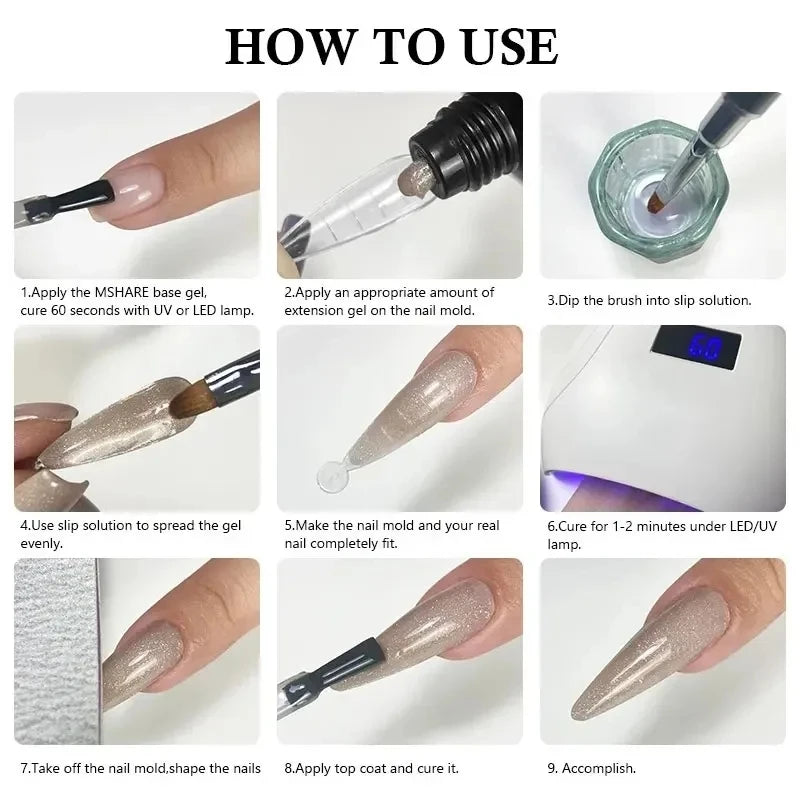 MSHARE Poly Nails Acryl Gel 60ml Builder UV Led Acrylgel Nails Extensions Acrylic Pink White Clear Acrylatic Hema Tpo Free Gel