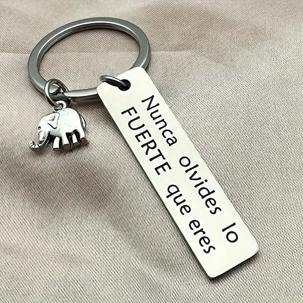 Inspirational Positive Energy Elephant Powdered Elephant Stainless Steel Keychain For Men, Car Backpack Pendant Decoration