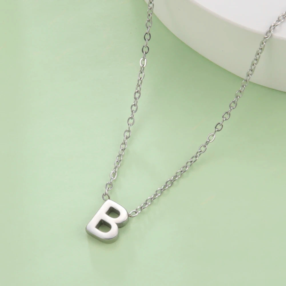 Cazador Minimalist Initial A-Z Letter Necklace for Women Alphabet Stainless Steel Choker Chains Jewelry Birthday Gift Wholesale