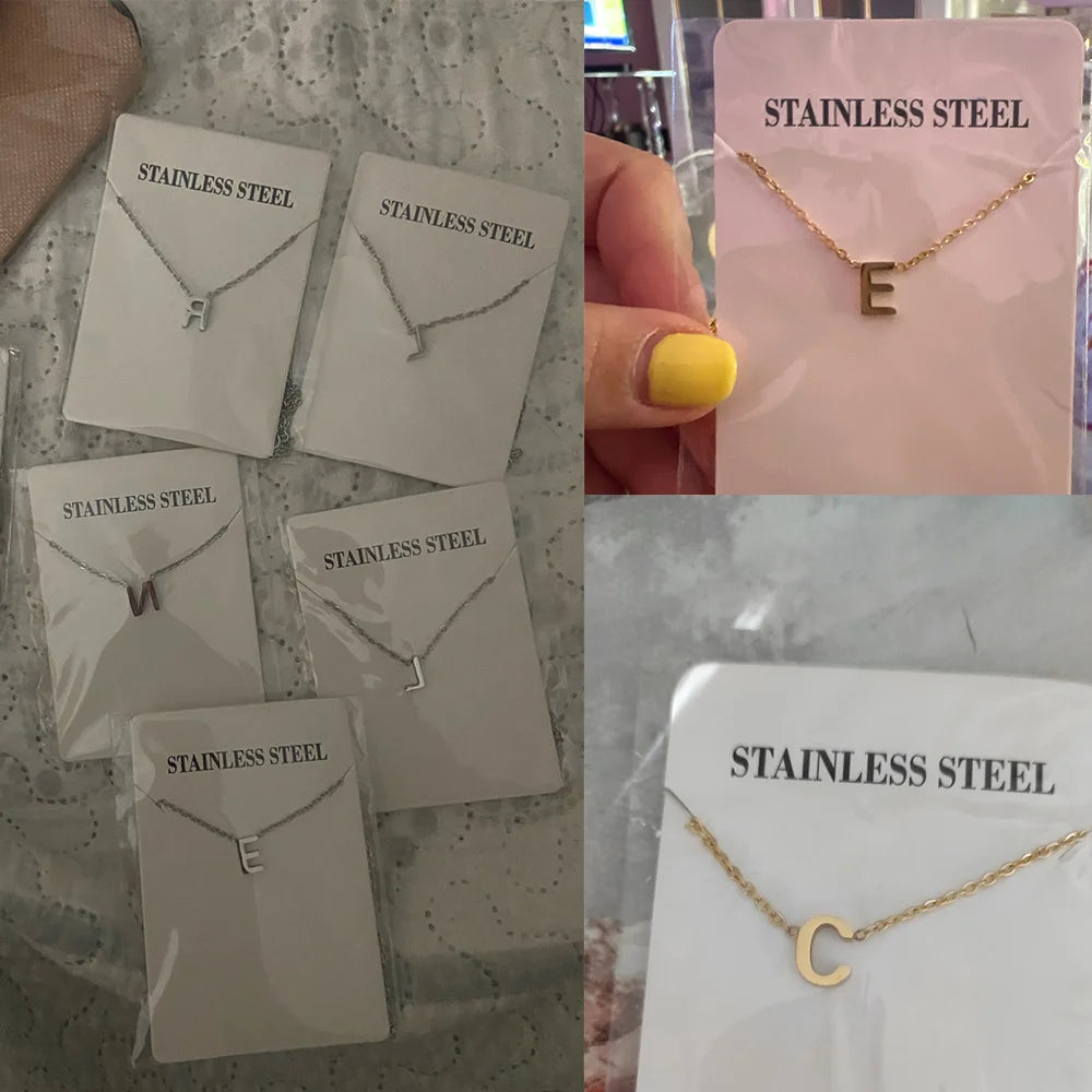 Cazador Minimalist Initial A-Z Letter Necklace for Women Alphabet Stainless Steel Choker Chains Jewelry Birthday Gift Wholesale