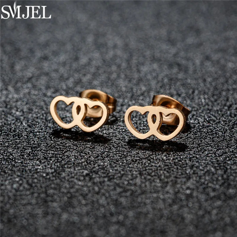 Stainless Steel Earring Hollow Love Heart Fashion Stud Earrings Classic Simple Earings for Women Wedding Jewelry Bridesmaid Gift