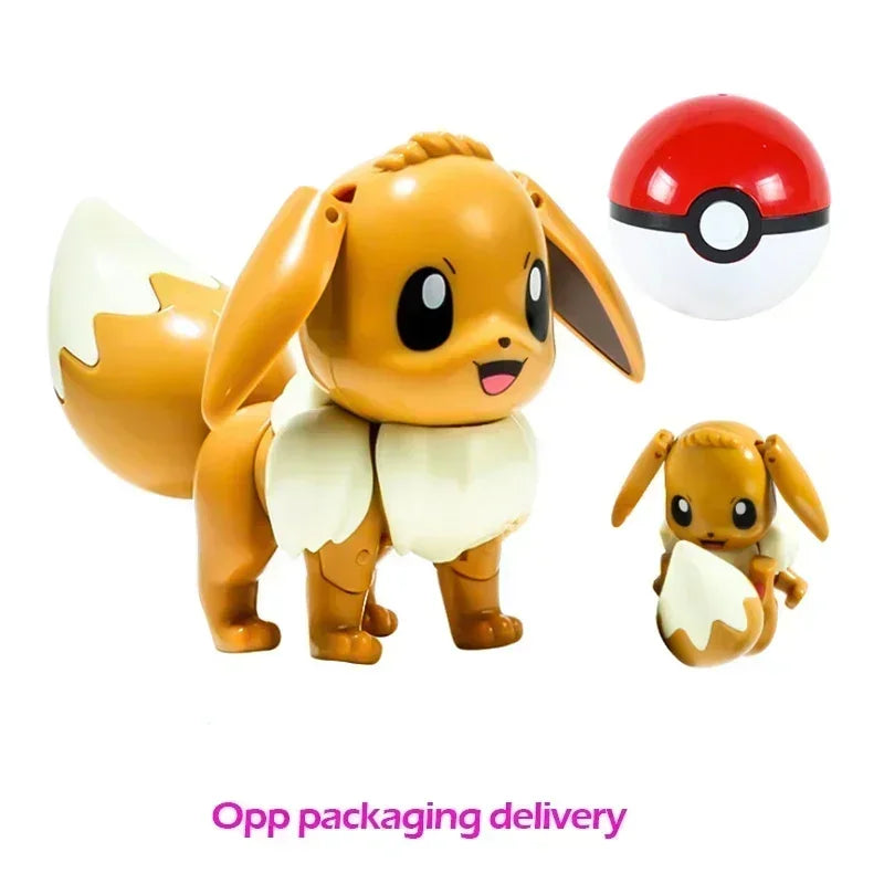 Pokemon Ball Deform Mewtwo Figure Pokeball Action Figurine Pikachu Charizard Gengar Blastoise Greninja Eevee Poke Child Toy Set