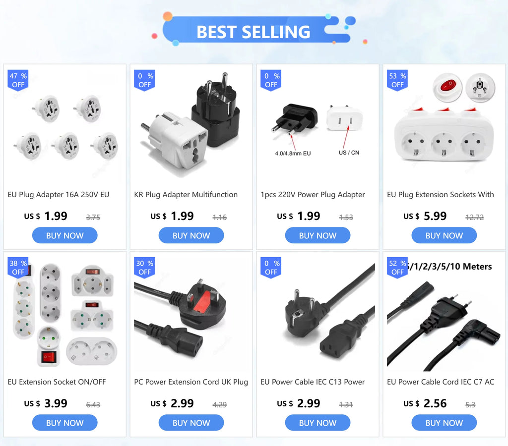 KR Plug Adapter Multifunction Universal AU UK US To EU Electrical Socket Type E/F France Spain Plug Travel Adapter AC Outlet