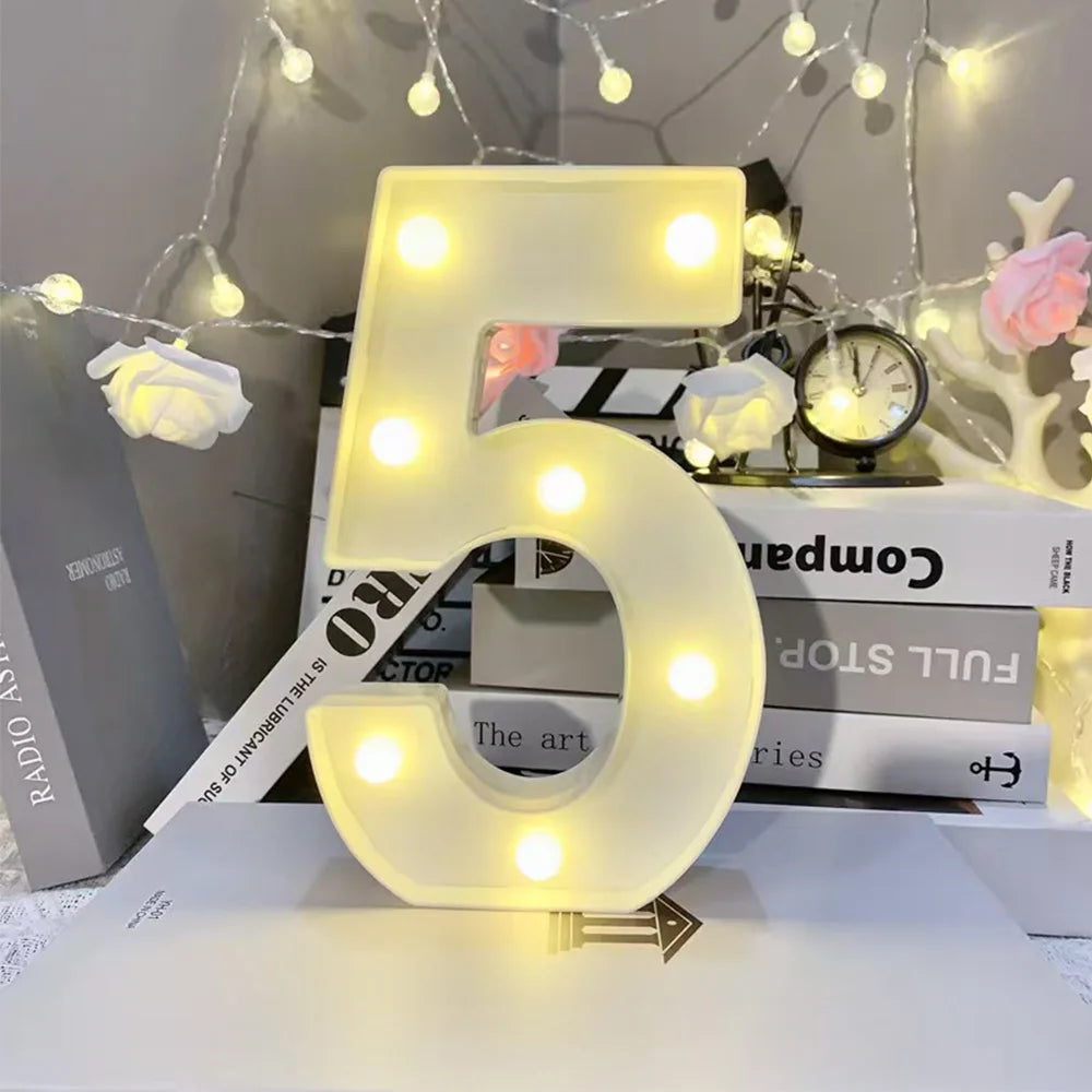 16cm LED Letter Light, Luminous Letter And Number Night Light, Suitable For Home, Bar, Wedding, Birthday Party Decoration
