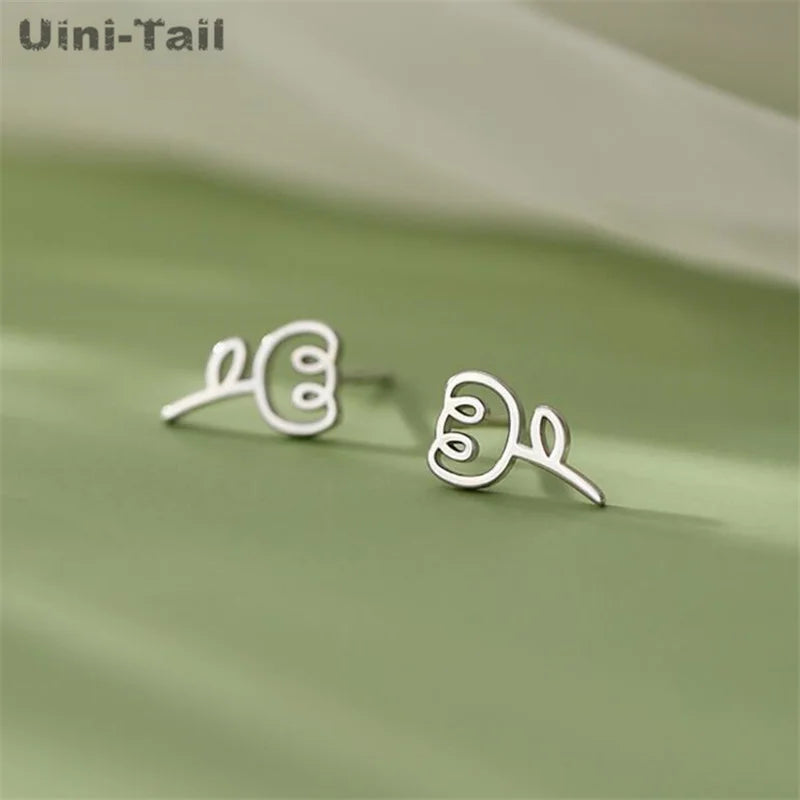 Uini-Tail hot selling new 925 Tibetan silver cute tulip earrings temperament fashion trend dynamic sweet girl jewelry  ED190