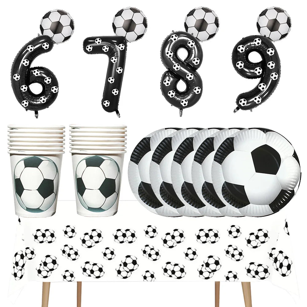 Soccer Theme party decoration plates cups tablecloth supplies kids boys Football theme birthday party decoration drinking straws