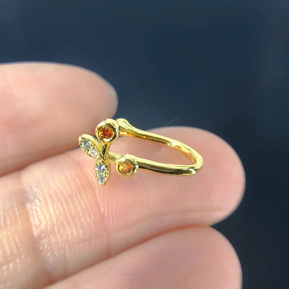 Fake Piercing Clip Nose Ring Cuff Body Jewelry for Women New Trend 1PCS Ear Cuffs Heart Star Flowers Butterfly Clip Rings KAE197