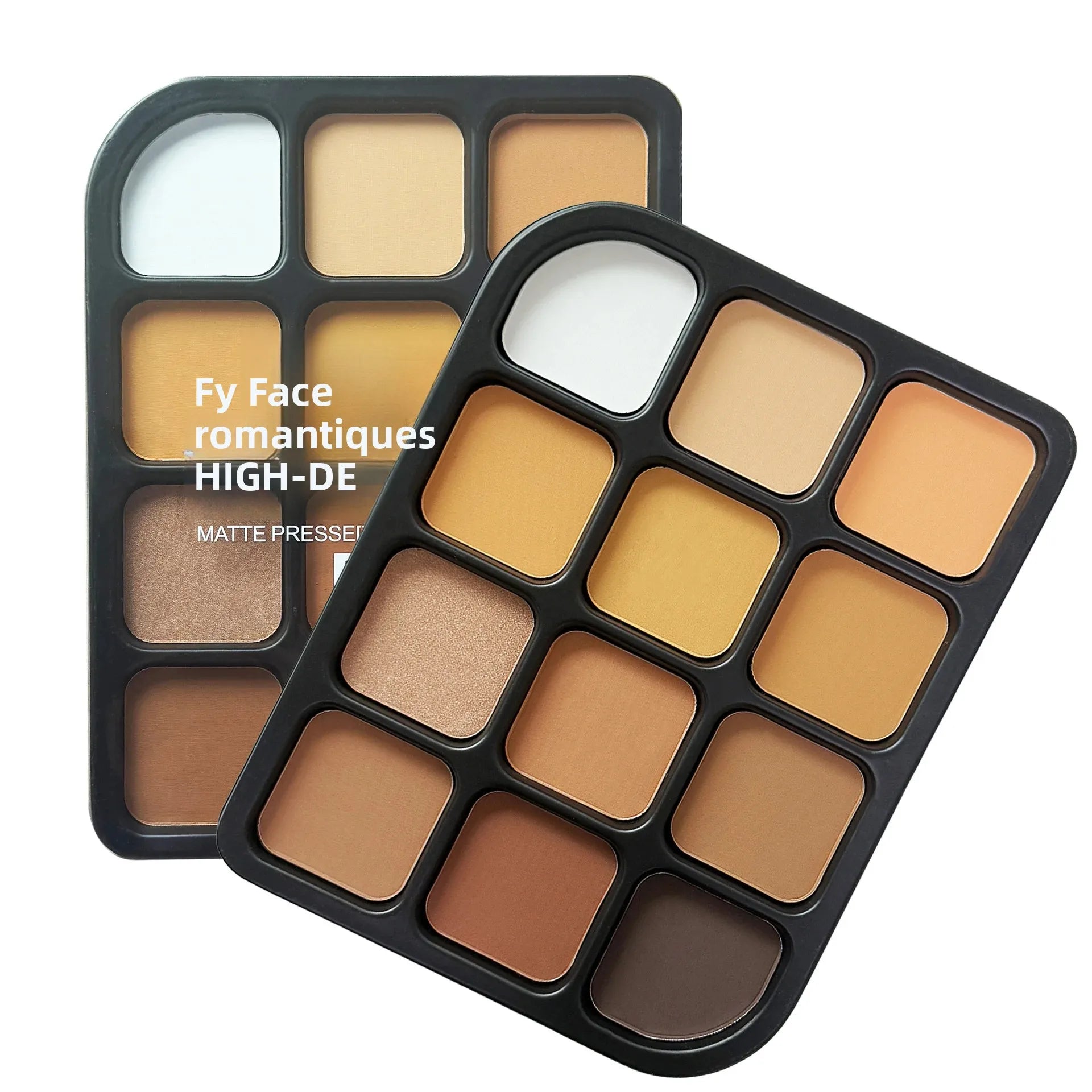 Deep Skin 12-Color Matte Contour Palette - Full Coverage All-In-One Highlighter Shading & Powder Face Makeup Kit