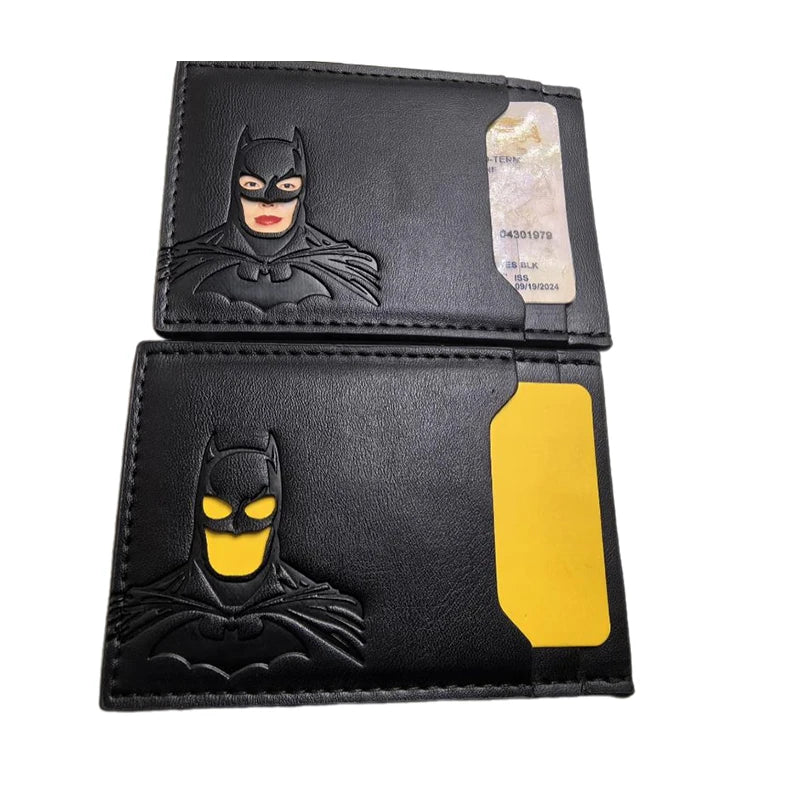 Leather Bat Wallet Personalized Superhero Mask Card Holder Bat ID Heroic Wallet Gift