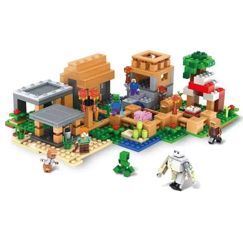 12 Style TreeHouse Village Farm Cave Mine Alex Zombie Action Figures Building Blocks Toys Gift for Children