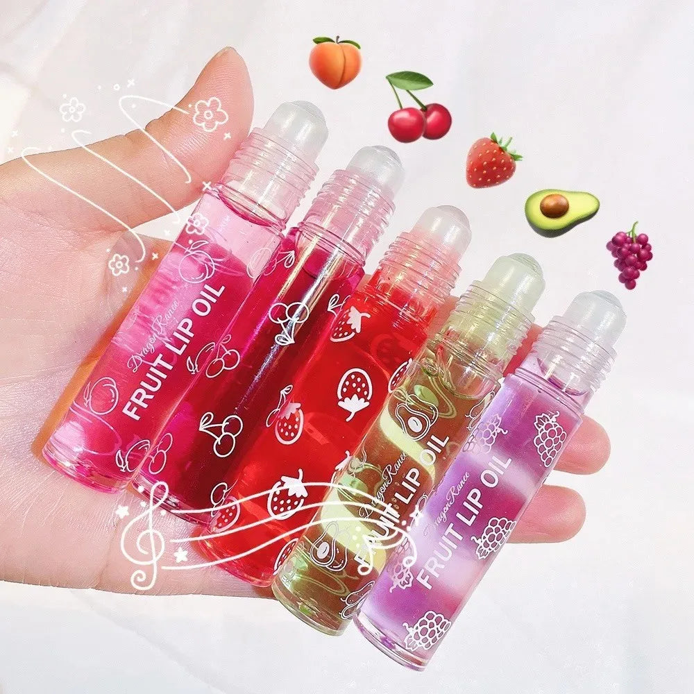 Hydrating Lip Oil Roller Gloss Moisturizing Nourishing Lip Balm Transparent Colorless Fruit Avocado Lip Care