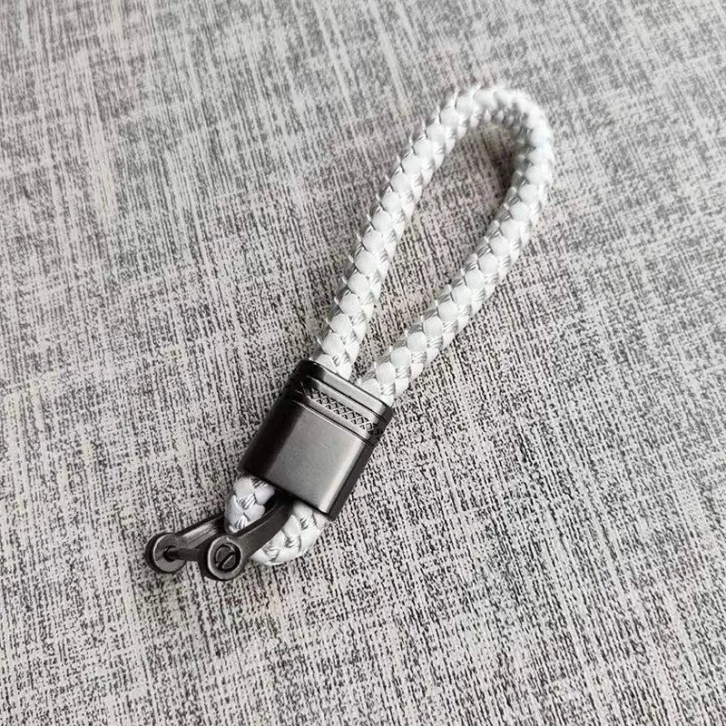 New Hand-Woven Leather Car Key Ring Men Women Rope Key Chain Waist Keychains Charm Metal Key Holder Gift Jewelry