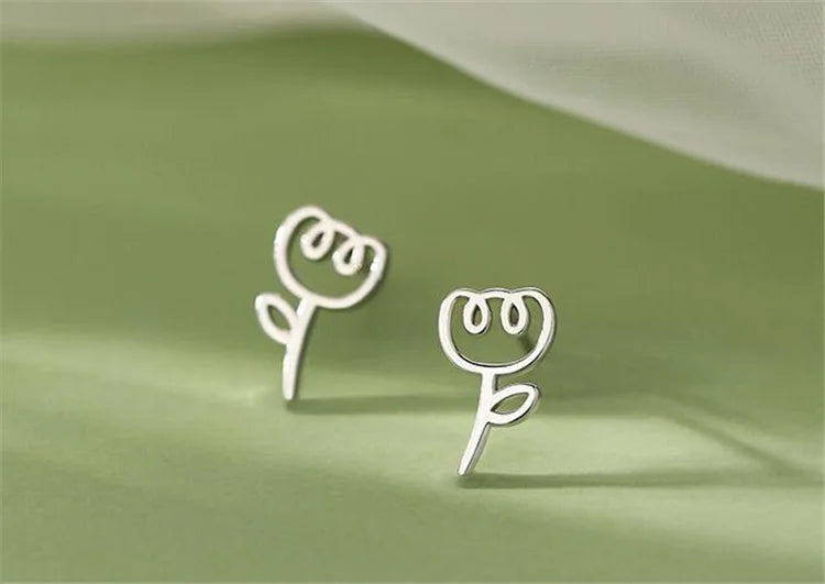 Uini-Tail hot selling new 925 Tibetan silver cute tulip earrings temperament fashion trend dynamic sweet girl jewelry  ED190