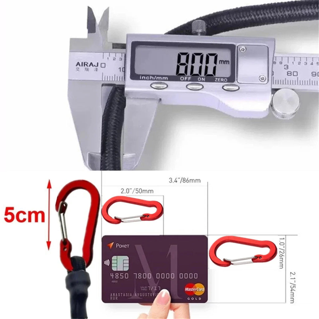 Heavy Duty Bungee Cord Elastic Tie Strap String Carabiner Hooks Kayak Cycling Luggage Packing Ropes Camping  Accessories