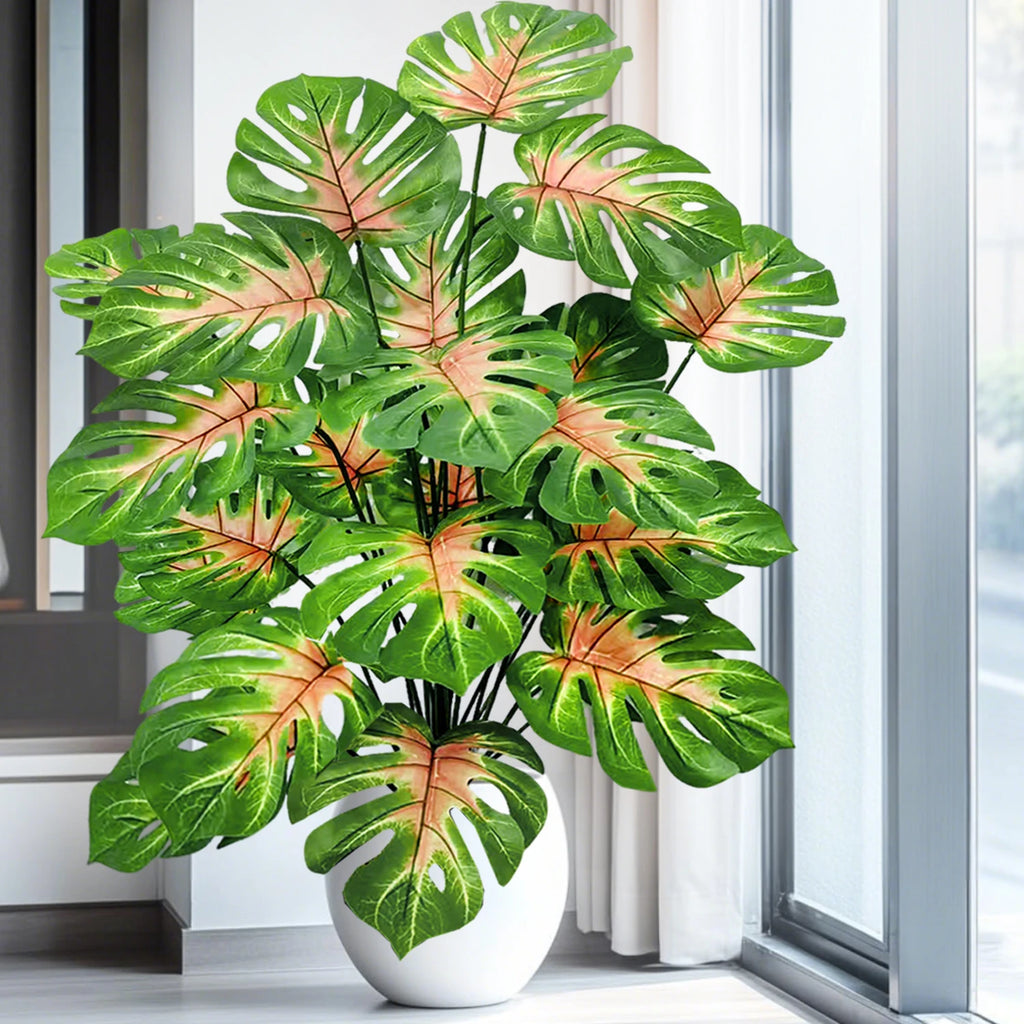 40-130cm（51.18in） Artificial Monstera Plant Fake Palm Tree Plastic Turtle Leaf Green Plant for Home Garden Room Office Decor