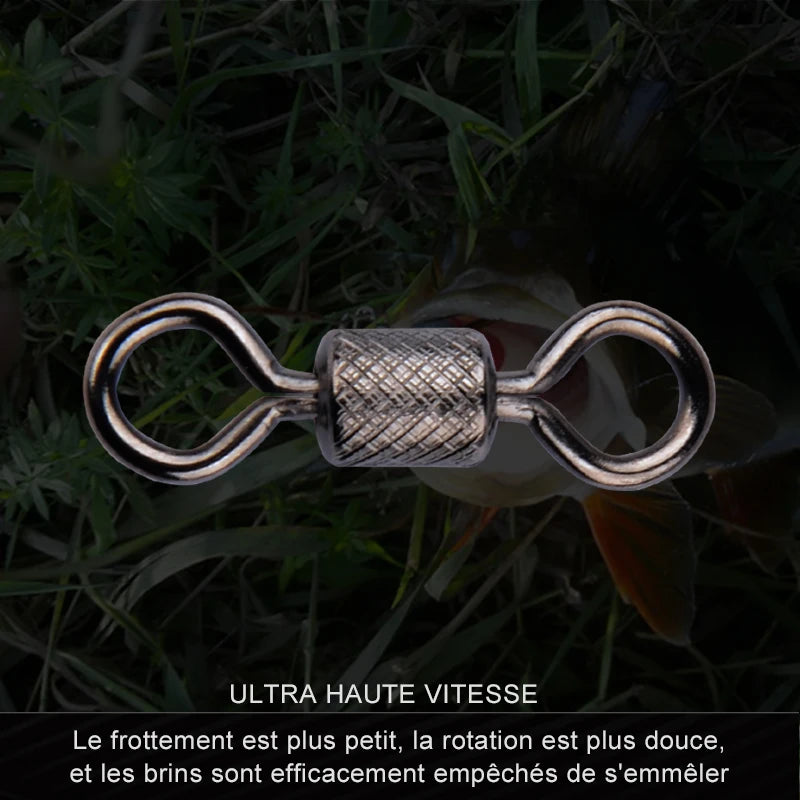 Meredith 50PCS/Lot Fishing Swivels Ball Bearing Swivel with Safety Snap Solid Rings Rolling Swivel for Carp Fishing Accessories