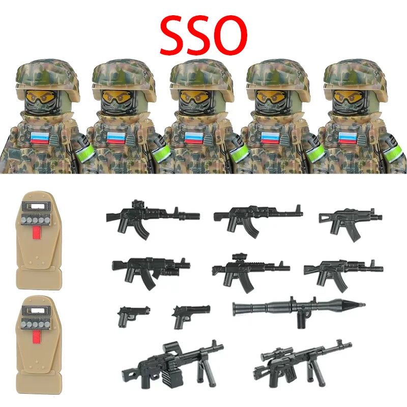 Military Army Figures Building Blocks SWAT Ghost Commando Special Forces Soldier Weapons Gun Hat Shield Belt AK Mini Bricks Toy