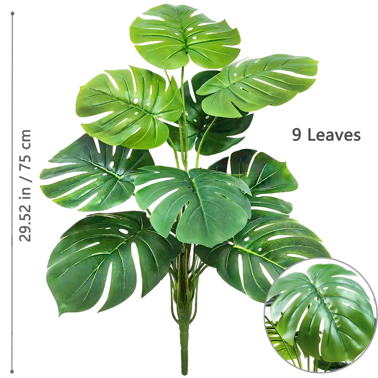 40-130cm（51.18in） Artificial Monstera Plant Fake Palm Tree Plastic Turtle Leaf Green Plant for Home Garden Room Office Decor