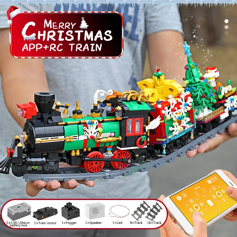 Mould King 12012 Christmas Building Block The Motorized Winter Holiday Train Model Assembly Decoration Kids Christmas Train Gift