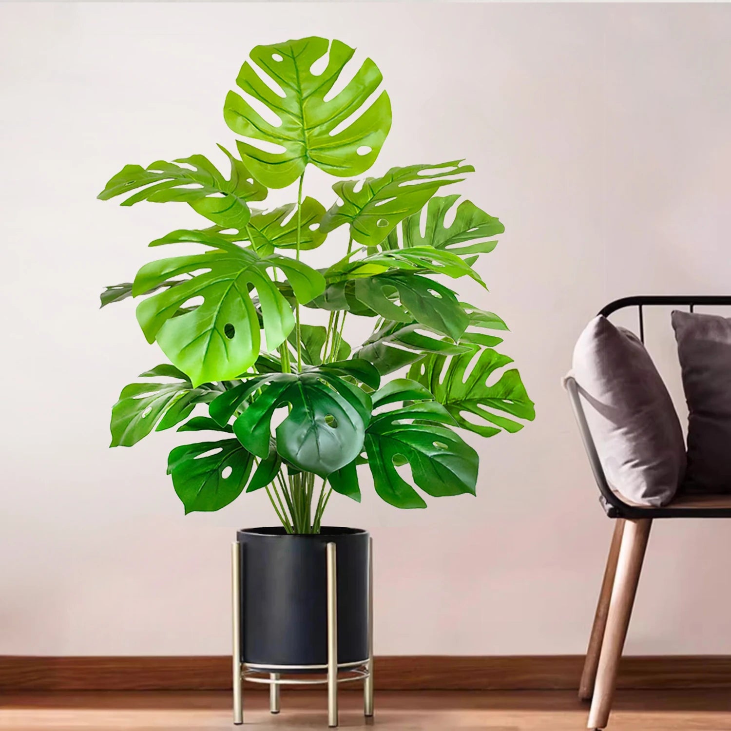 40-130cm（51.18in） Artificial Monstera Plant Fake Palm Tree Plastic Turtle Leaf Green Plant for Home Garden Room Office Decor