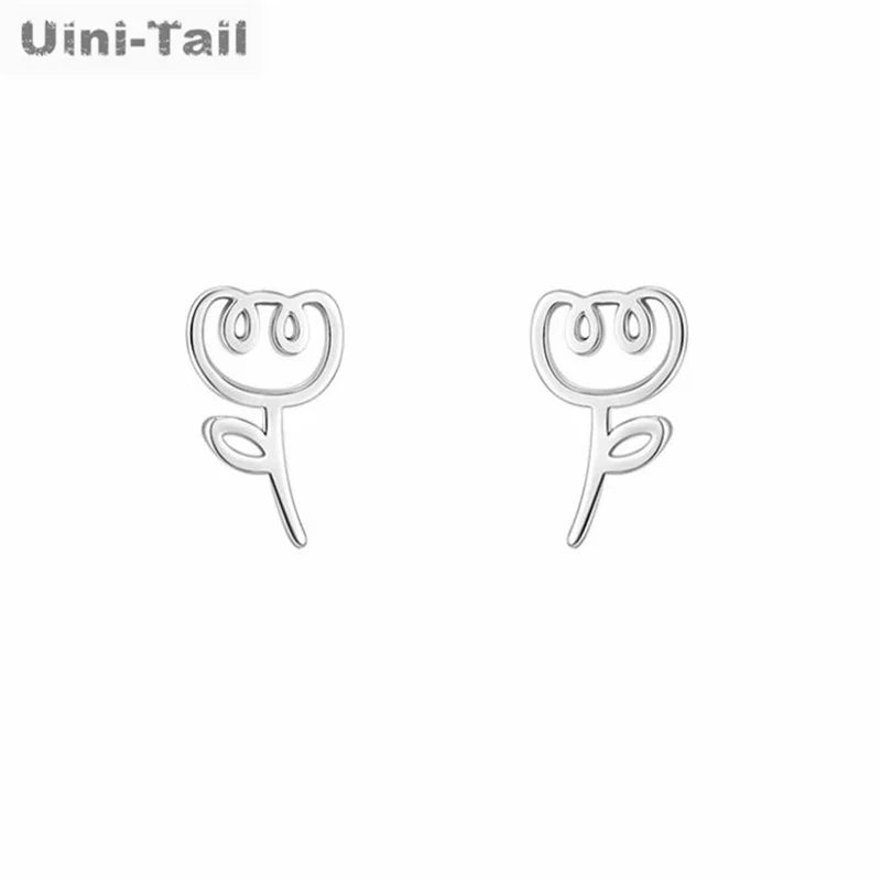 Uini-Tail hot selling new 925 Tibetan silver cute tulip earrings temperament fashion trend dynamic sweet girl jewelry  ED190