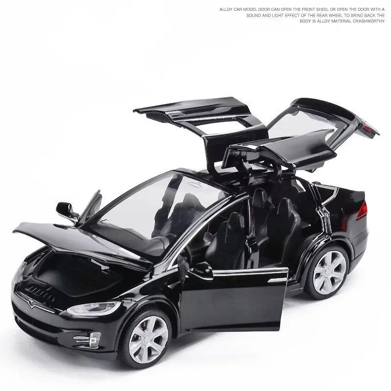 High Simulation 1:32 Tesla MODEL X 90 Alloy Car Model Diecasts Toy Vehicles Toy Cars Boy Toys Pull Back Flashing Sound Kid Gifts