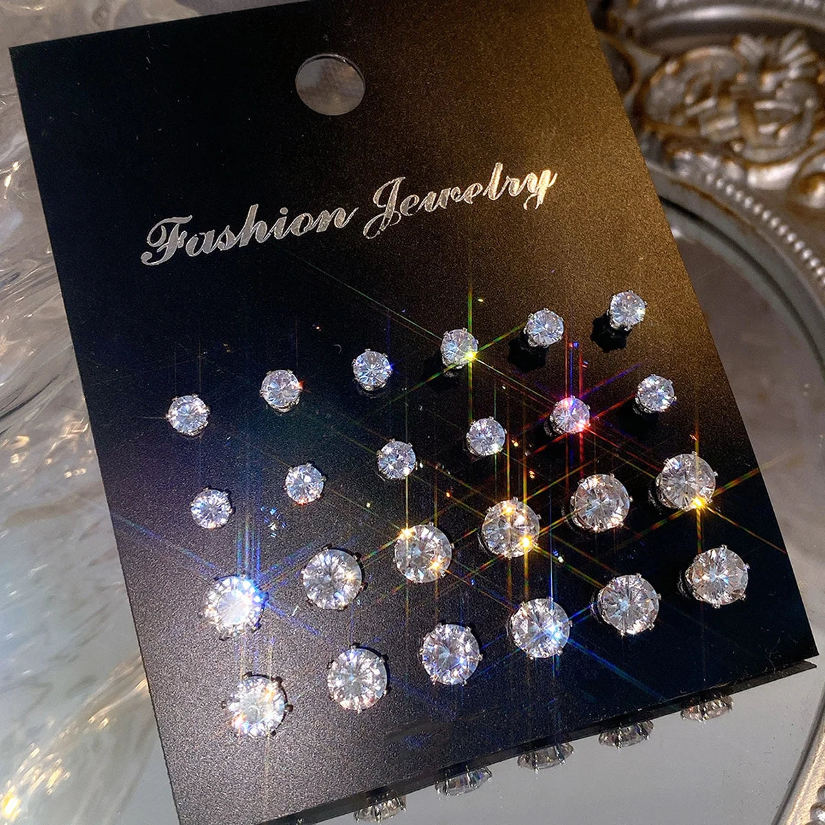 24pcs/set Fashion Minimalist Sparkling Zircon Stud Earrings For Women Decorative Earring Party Date Daily Wear Jewelry Gifts New