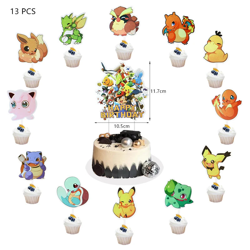 Pokemon Birthday Party Decoration New Pikachu Latex Foil Balloon Kids Disposable Tableware Event Supplies Backdrop Child Gift