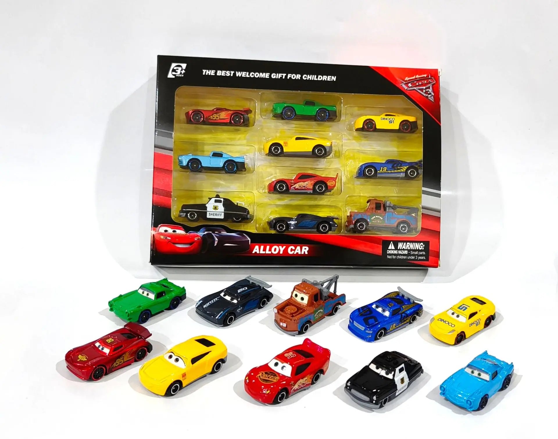 Desney 12pc/set Mcqueen Jackson Hot Sale Pixar Cars Lightning Storm Mater Pvc Model Back-Force Car Toy for Kids Birthday Gifts