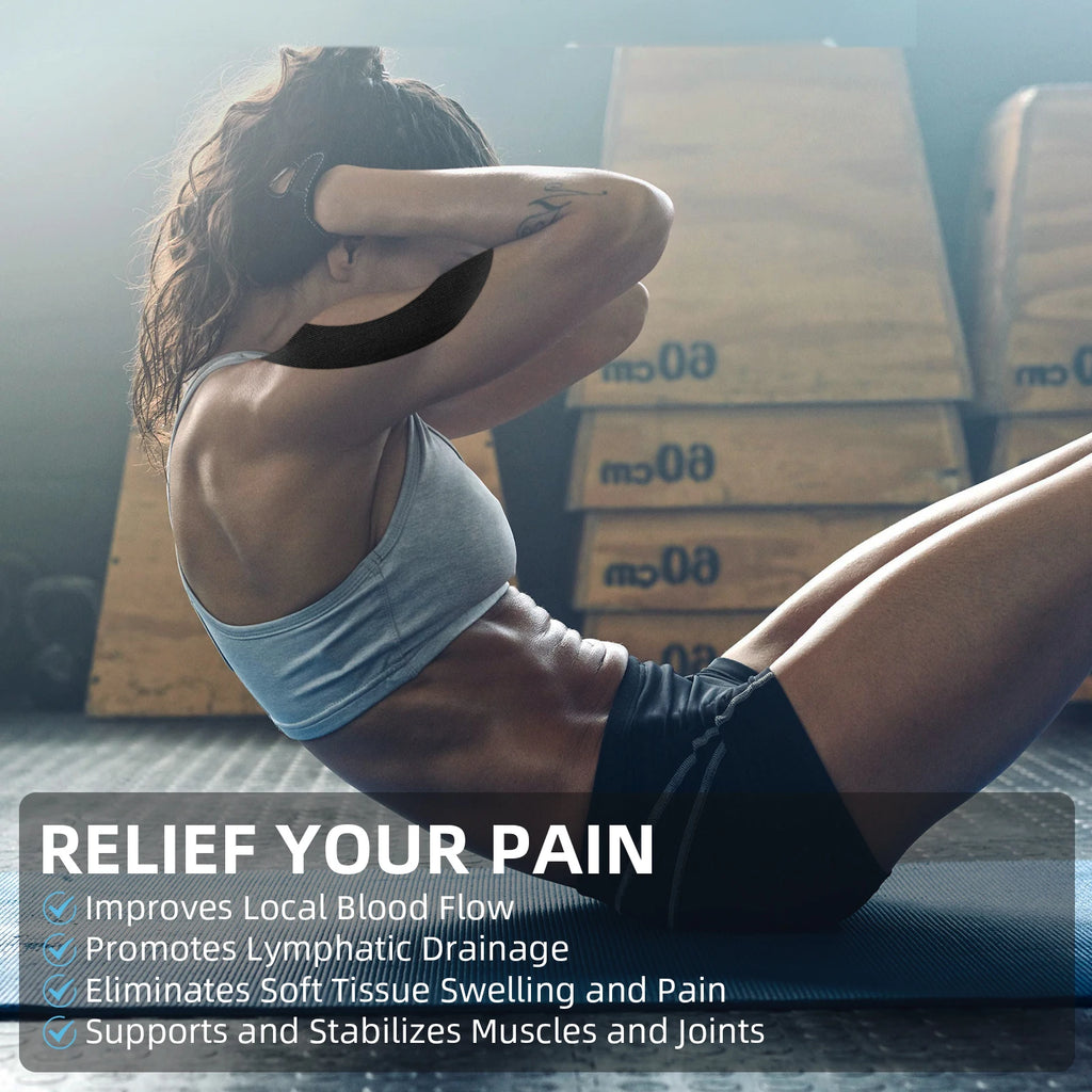 2 Rolls OK TAPE Updated Kinesiology Tape, New Packaging 5cm x 5m, 25cm Precut 20 Strips, Cotton Elastic Athletic Tape Latex Free