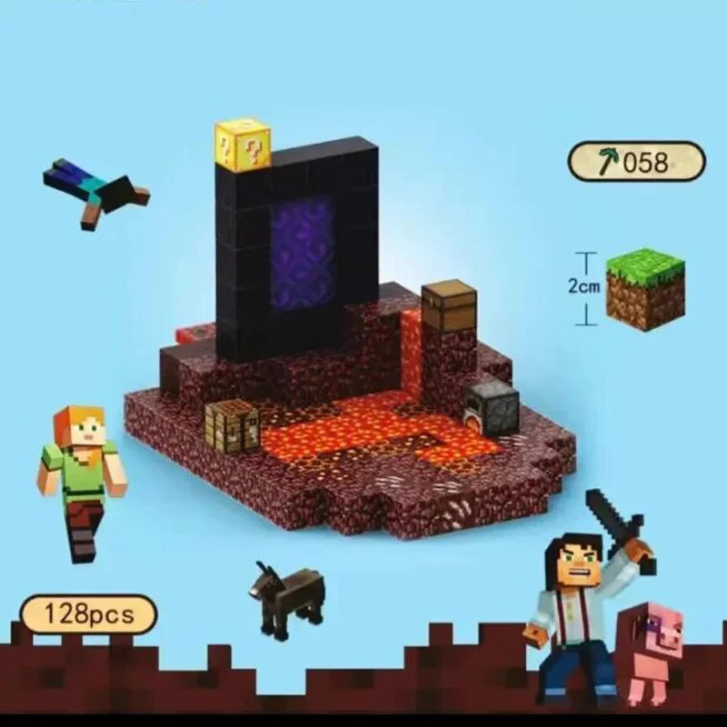 Magnetic Building Blocks Mine World Magnet Cube Set for Boy Girl Kid Age 3+ DIY Model Children Stem STEM Sensory Toy Gift