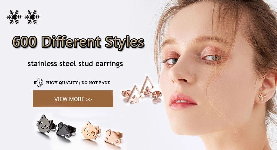 4Pairs/Lot Fashion Stainless Steel Star Moon Stud Earrings Sets for Women Small Flower Porker Dog Earings Jewelry Gift Wholesale