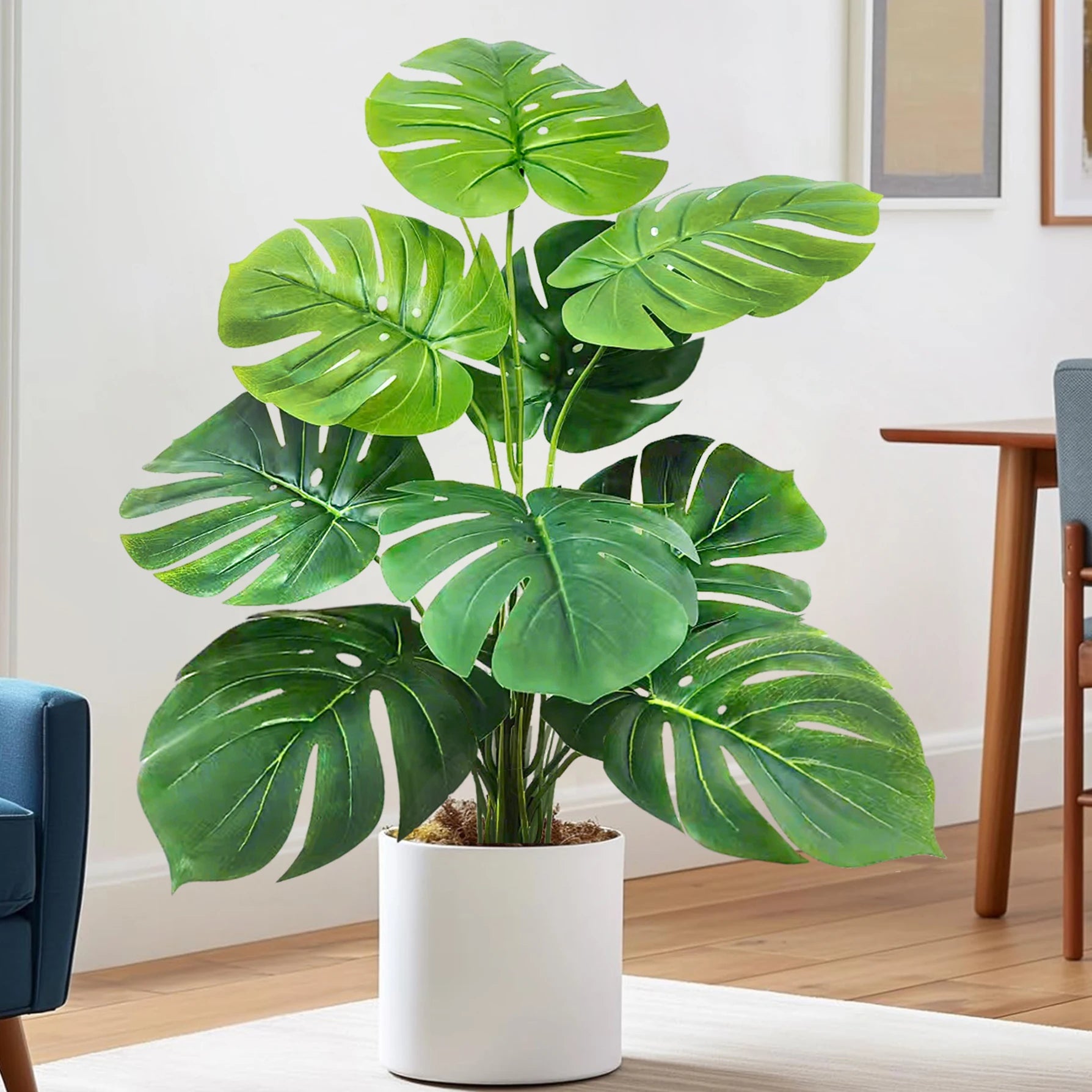 40-130cm（51.18in） Artificial Monstera Plant Fake Palm Tree Plastic Turtle Leaf Green Plant for Home Garden Room Office Decor