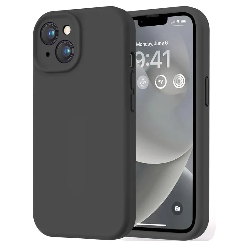 Luxury Black Phone Case For iPhone 16 15 14 11 12 13 Pro Max 7 8 Plus 13 Mini 16E SE 2022 Xr X Xs Matte Soft Back Cover Case